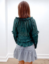 Load image into Gallery viewer, Running For You Scoop Neck Ruffle Blouse in Dark Green