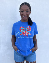 Load image into Gallery viewer, Preppy Ole Miss Rebels Coquette Bow Graphic SS Tee