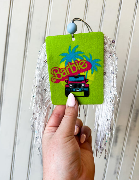 Barbie Jeep Fringe Felt Car Freshie