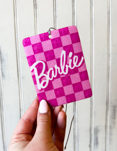 Barbie Check Felt Car Freshie