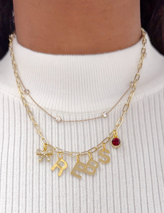 Game Day Trendy Charm Necklace - Rebs with Rhinestone Bow