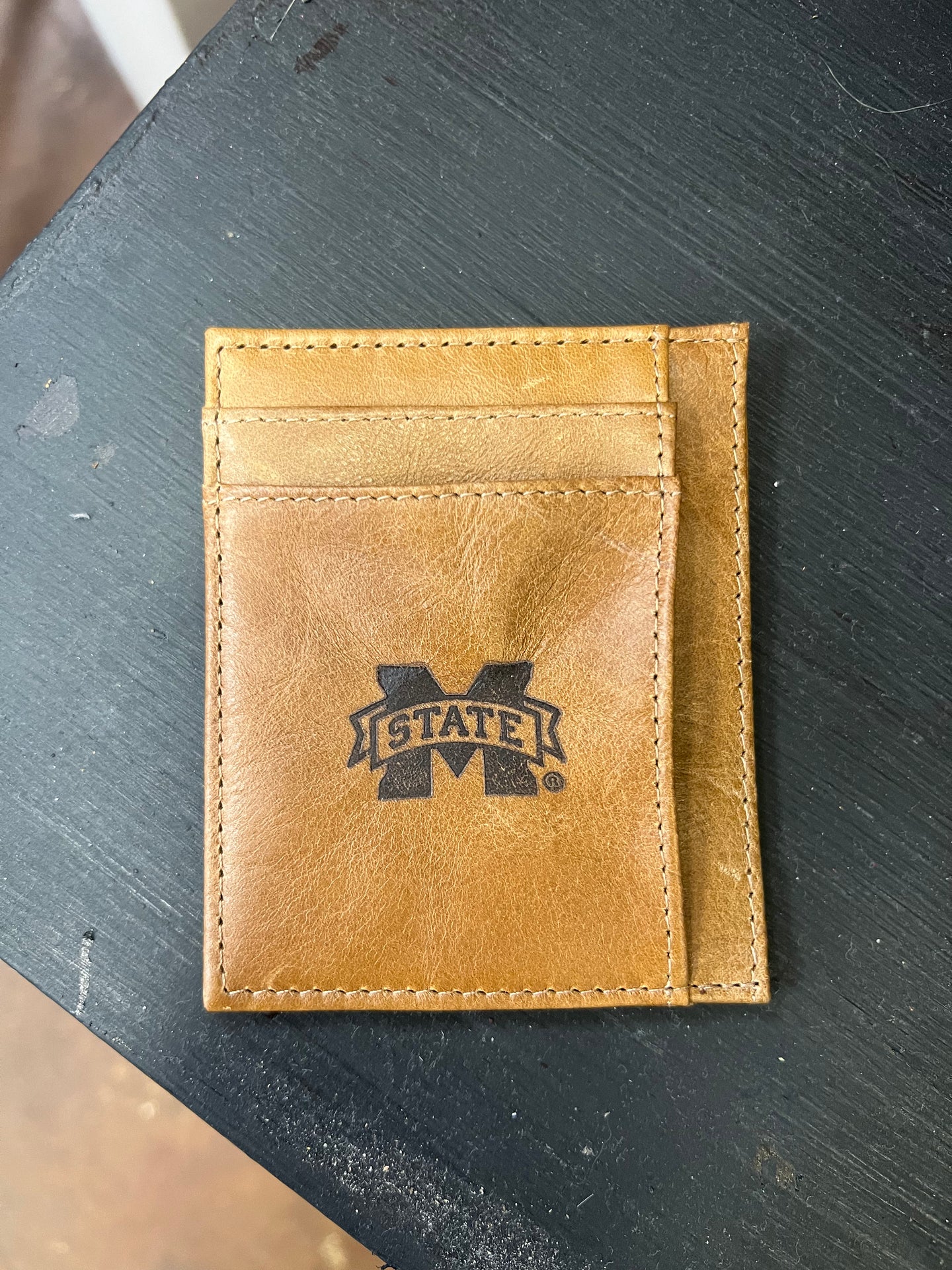 Tan Slim Embossed Mississippi State Front Pocket Wallet