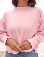 Load image into Gallery viewer, I Need You More Oversized LS Cropped Top in Dk. Pink