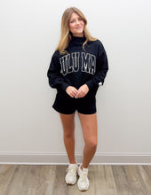 Load image into Gallery viewer, Lulu Mac Stitch Mockneck Terry Cloth Sweatshirt in Black