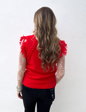 Load image into Gallery viewer, Comfort &amp; Joy Fringe Sweater Vest in Red