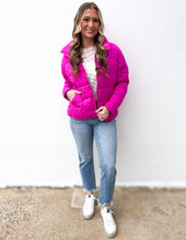 Load image into Gallery viewer, Everything You Know Puffer Jacket in Fuchsia