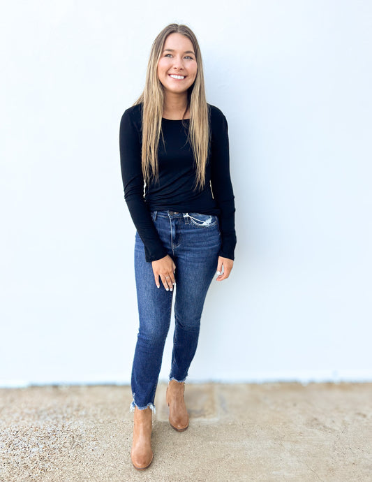 Holy Smokes Long Sleeve Top in Black