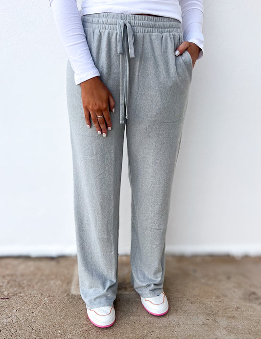 One More Chance Soft Melange Pants in Lt Grey