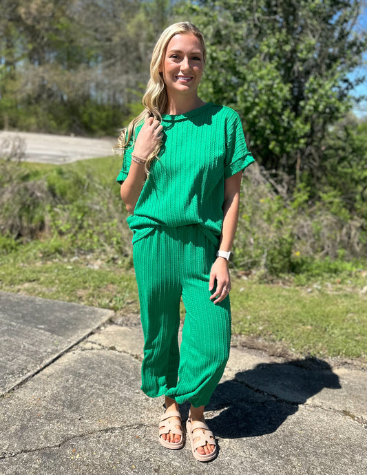 Boho Breeze Pant Set Kelly Green