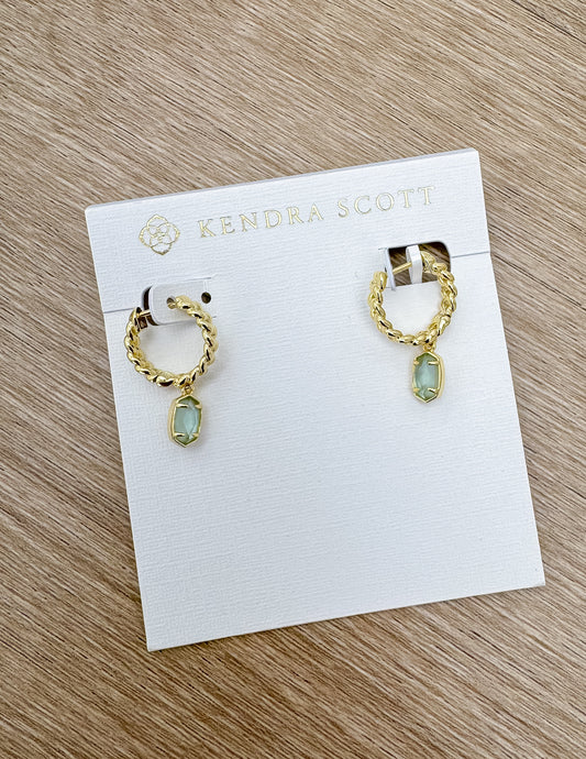 Kendra Scott Emilie Gold Huggie Earrings in Light Blue Illusion