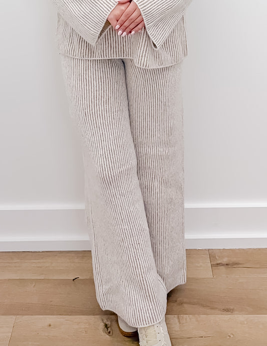 Calling Me Crazy Two Tone Ribbed Knit Pants