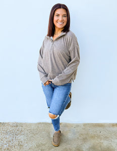 Praying Daily Relaxed Crop Half-Zip Pullover