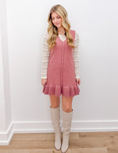Load image into Gallery viewer, Turning The Page Sleeveless V Neck Hem Knit Dress in Mauve