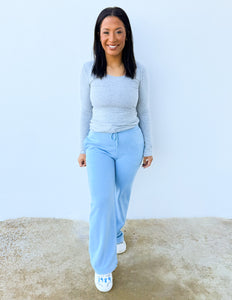 We're Gonna Make It Fleece Jogger in Light Blue