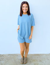 Load image into Gallery viewer, None Like You Short Sleeve Top &amp; Shorts Set in Blue Grey