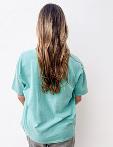 Hideaway Crew Neck Short Sleeve T-Shirt in Turquoise