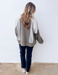 Steady Heart Long Sleeve Knit Top in Grey Multi