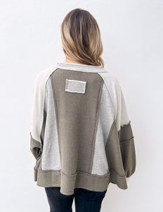 Steady Heart Long Sleeve Knit Top in Grey Multi