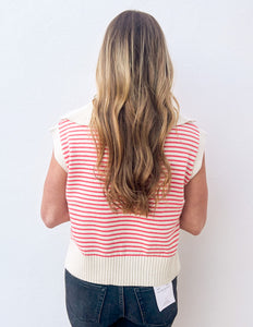 No Kind of Love Striped Knit Sleeveless Top in Coral