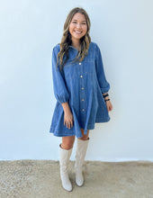 Load image into Gallery viewer, Come on Home Long Sleeve Denim Dress