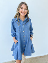 Load image into Gallery viewer, Come on Home Long Sleeve Denim Dress