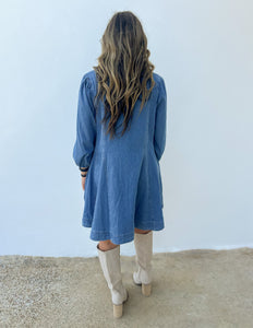 Come on Home Long Sleeve Denim Dress