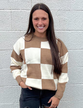 Load image into Gallery viewer, One Step Closer Checkered Sweater Mocha