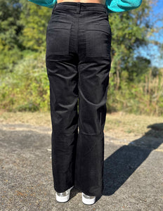 Free Falling Stretch Wide Leg Jean Suede Black