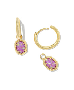 Kendra Scott Daphne Gold Framed Huggie Earrings Magenta Opal