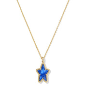 Load image into Gallery viewer, Kendra Scott Ada Gold Short Pendant Necklace Cobalt Blue Illusion