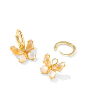 Load image into Gallery viewer, Kendra Scott Bianca Gold Butterfly Huggies Earrings in Iridescent White Mix