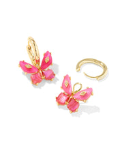 Load image into Gallery viewer, Kendra Scott Bianca Gold Butterfly Huggies Earrings in Pink Mix