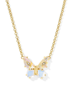 Kendra Scott Bianca Gold Butterfly Pendant Necklace in Iridescent White