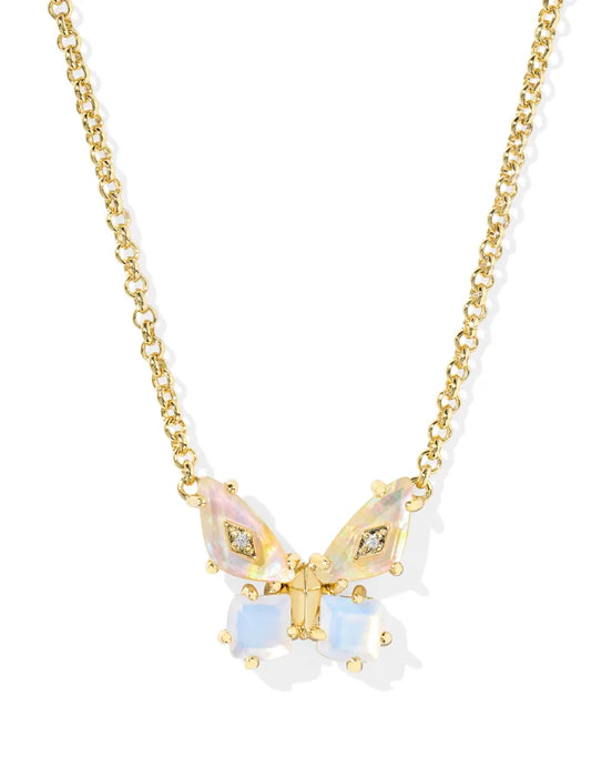 Kendra Scott Bianca Gold Butterfly Pendant Necklace in Iridescent White