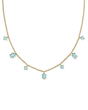 Load image into Gallery viewer, Kendra Scott Gold Cailin Strand Necklace in Aqua Crystal