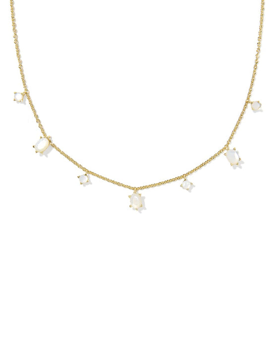 Kendra Scott Gold Cailin Strand Necklace in White Iridescent Crystal