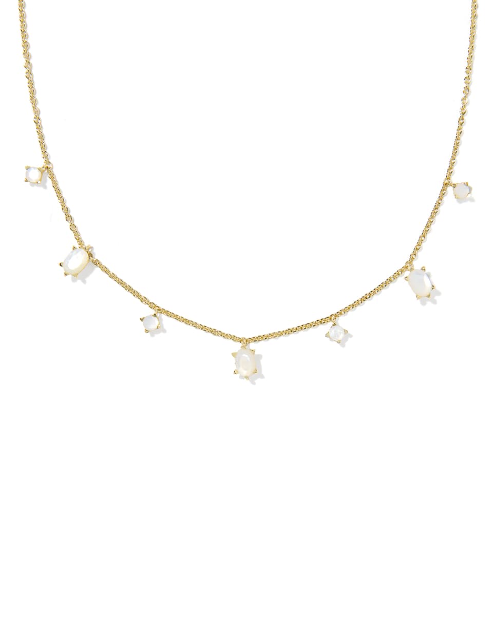 Kendra Scott Gold Cailin Strand Necklace in White Iridescent Crystal