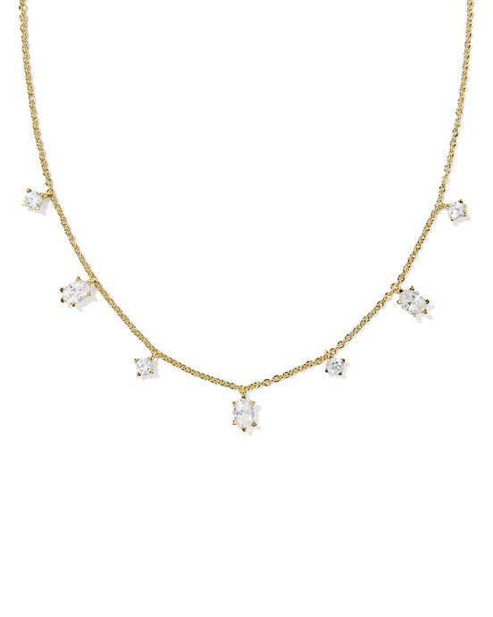 Kendra Scott Gold Cailin Strand Necklace in White Crystal