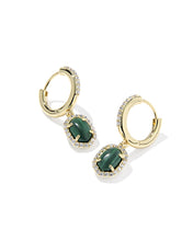 Load image into Gallery viewer, Kendra Scott Daphne Gold Frame Huggie Earrings in Green Malachite