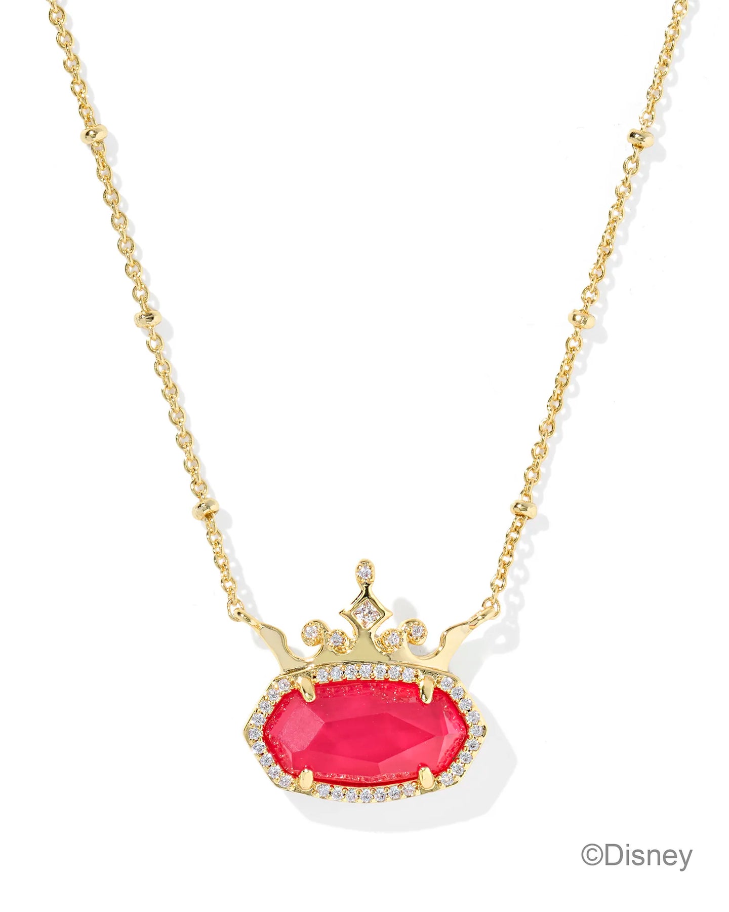 Kendra Scott Disney Elisa Princess Gold Necklace in Dark Pink MOP
