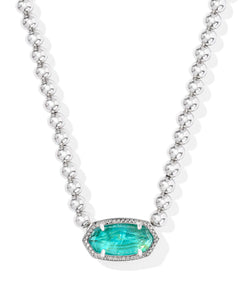 Kendra Scott Elisa Silver Beaded Necklace in Bright Aqua Illusion