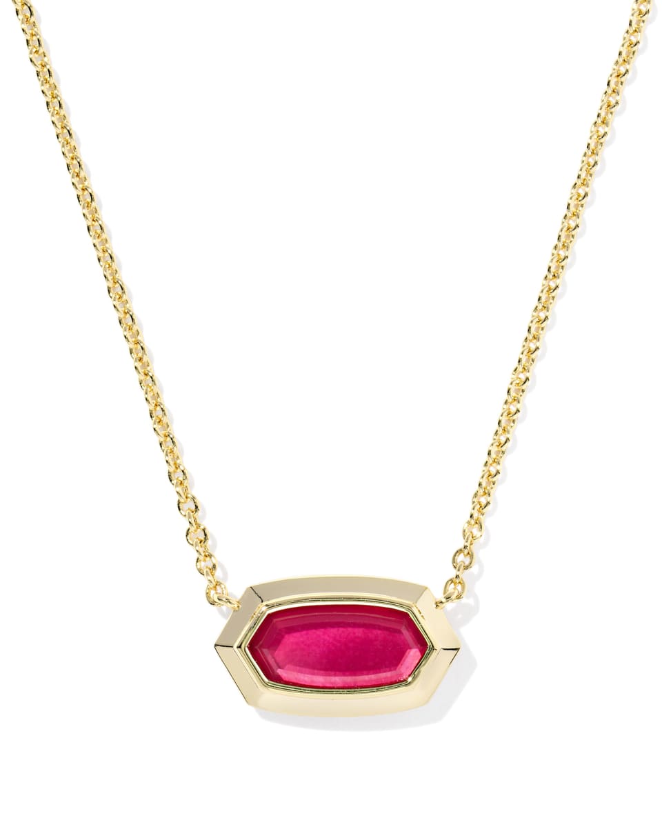 Kendra Scott Elisa Bezel PNDNT Necklace in Gold- Carmne Red Illusion