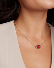 Load image into Gallery viewer, Kendra Scott Elisa Bezel PNDNT Necklace in Gold- Carmne Red Illusion