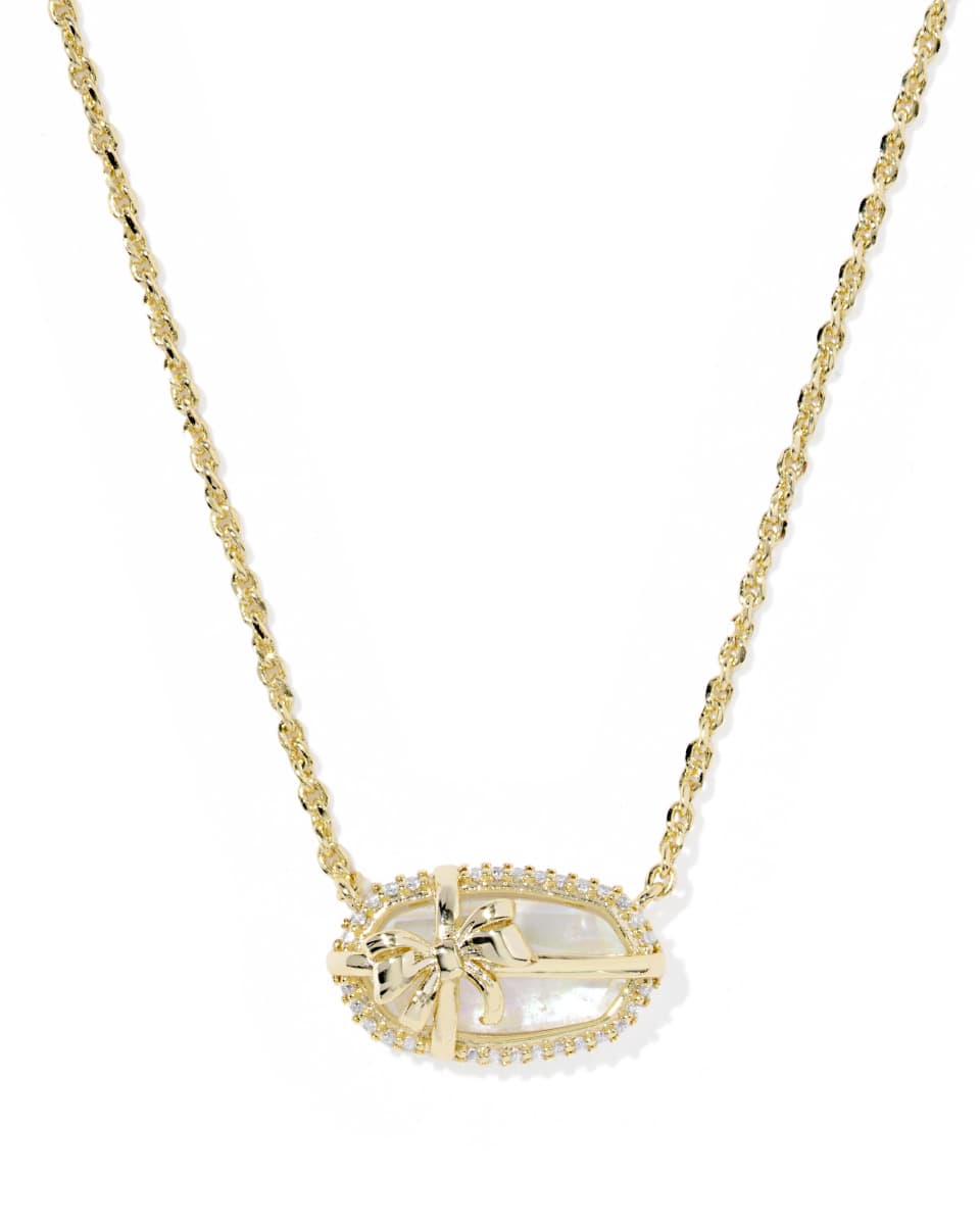 Kendra Scott Elisa Bow Short Pndnt Necklace in Gold/Ivory Illusion