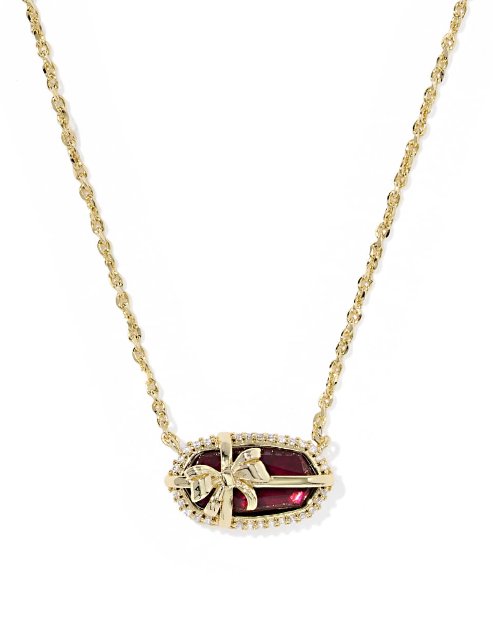 Kendra Scott Elisa Bow Short Pndnt Necklace in Gold/Dark Burgundy Illusion
