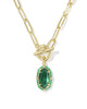 Kendra Scott Elisa Enml Lnk Chain Necklace Gold/Emerald Illusion