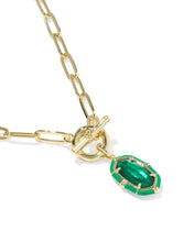 Load image into Gallery viewer, Kendra Scott Elisa Enml Lnk Chain Necklace Gold/Emerald Illusion