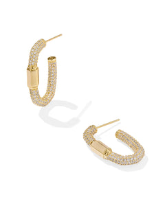 Kendra Scott Emery Hoop Earrings in Gold White Crystal