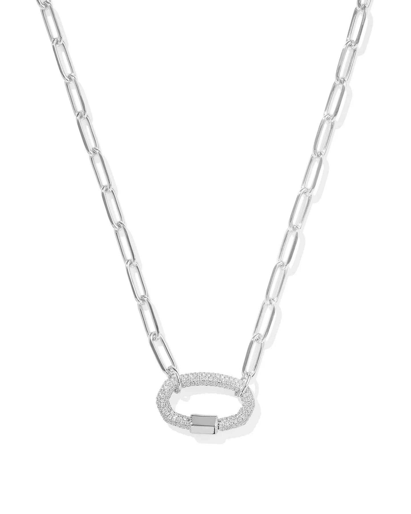 Kendra Scott Silver Emery Link Chain Necklace in White Crystal