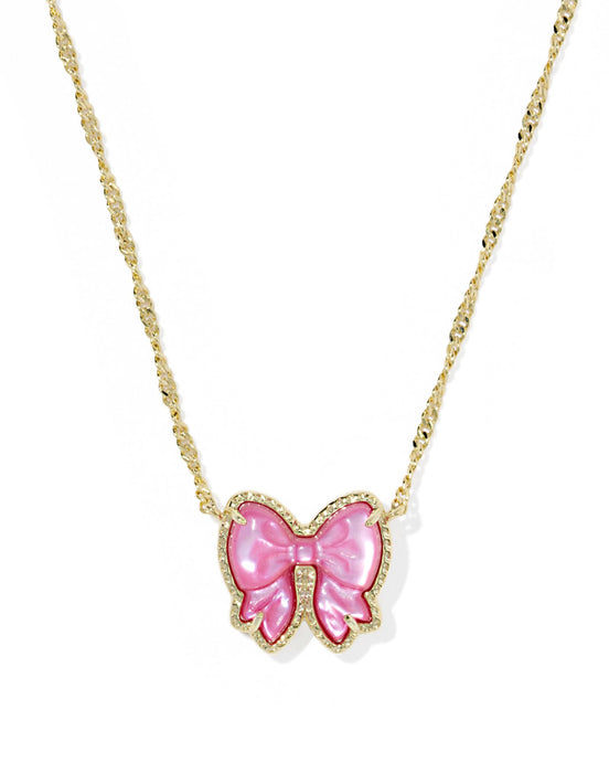 Kendra Scott Haley Bow Short Pendant Necklace in Gold/Rose Violet